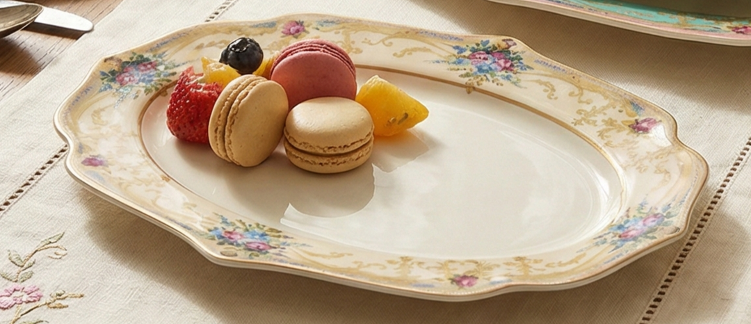 Michel Hospitality and Serving Utensils - Set of Two Oval Trays in Cream Colored 