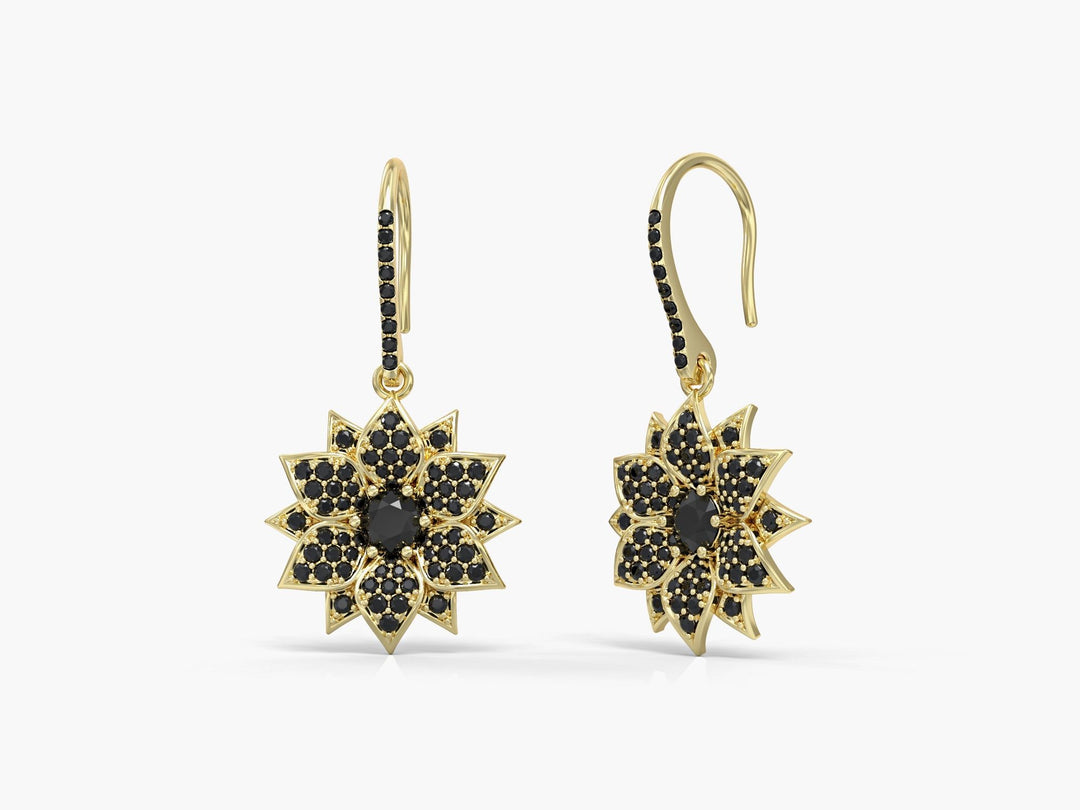 Amaryllis Inlaid Zirconia Gemstones Drop Earrings