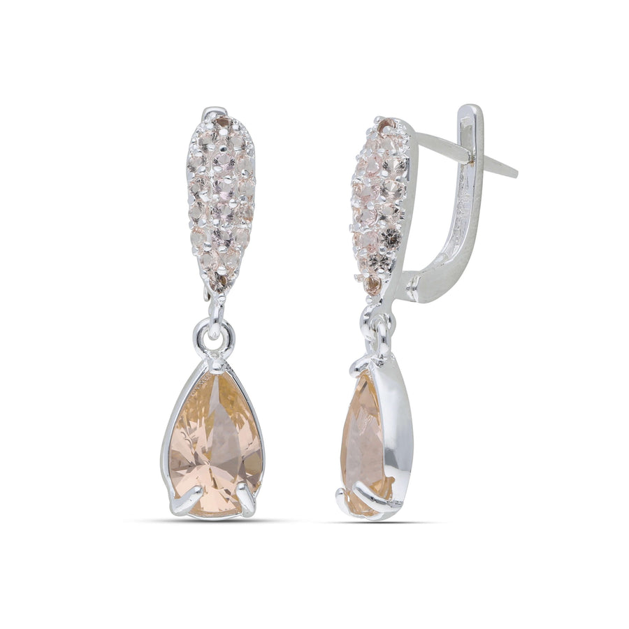 Crystal drop earrings studded with champagne colored crystal stones
