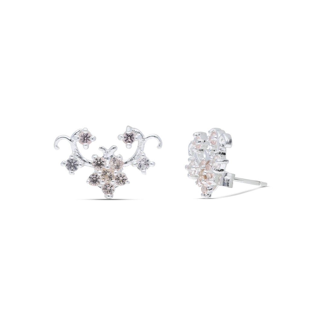 Flower series earrings studded with champagne colored crystal stones