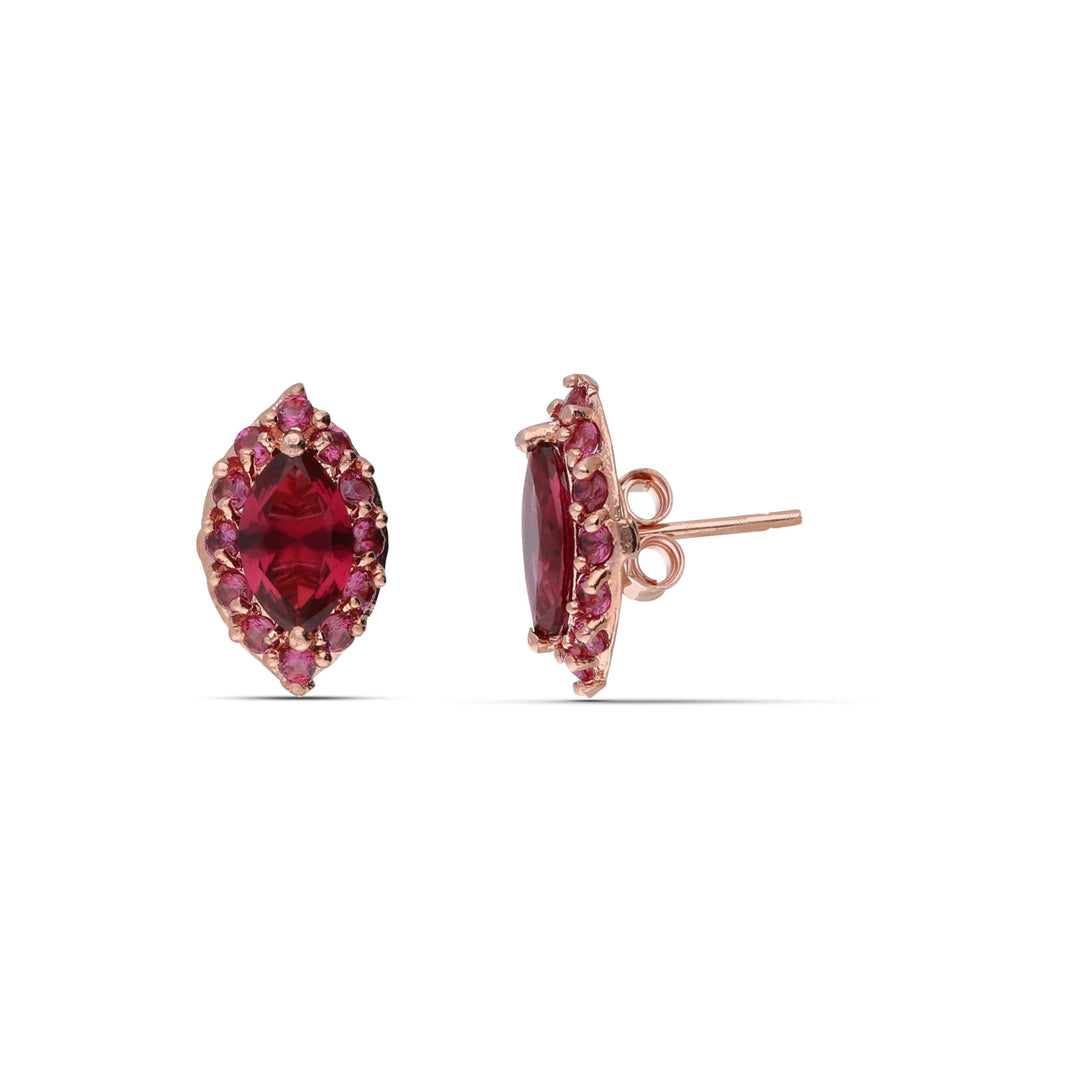 Marquise-shaped Stud earrings studded with ruby-colored crystal stones