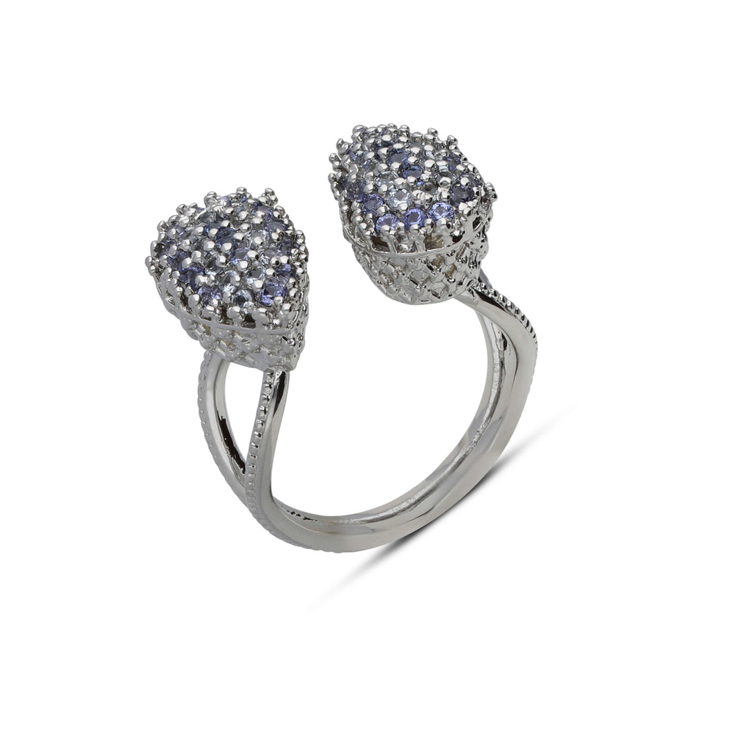 Double ring set with blue crystal stones