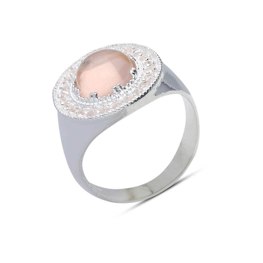 Light beam ring studded with champagne colored crystal stones