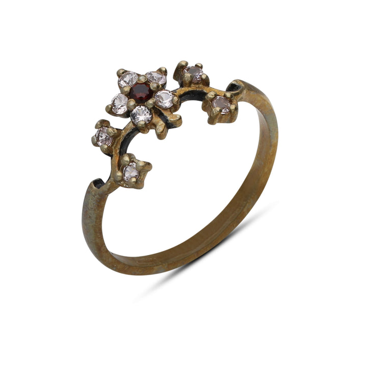 Flower series ring inlaid with cream garnet crystal stones