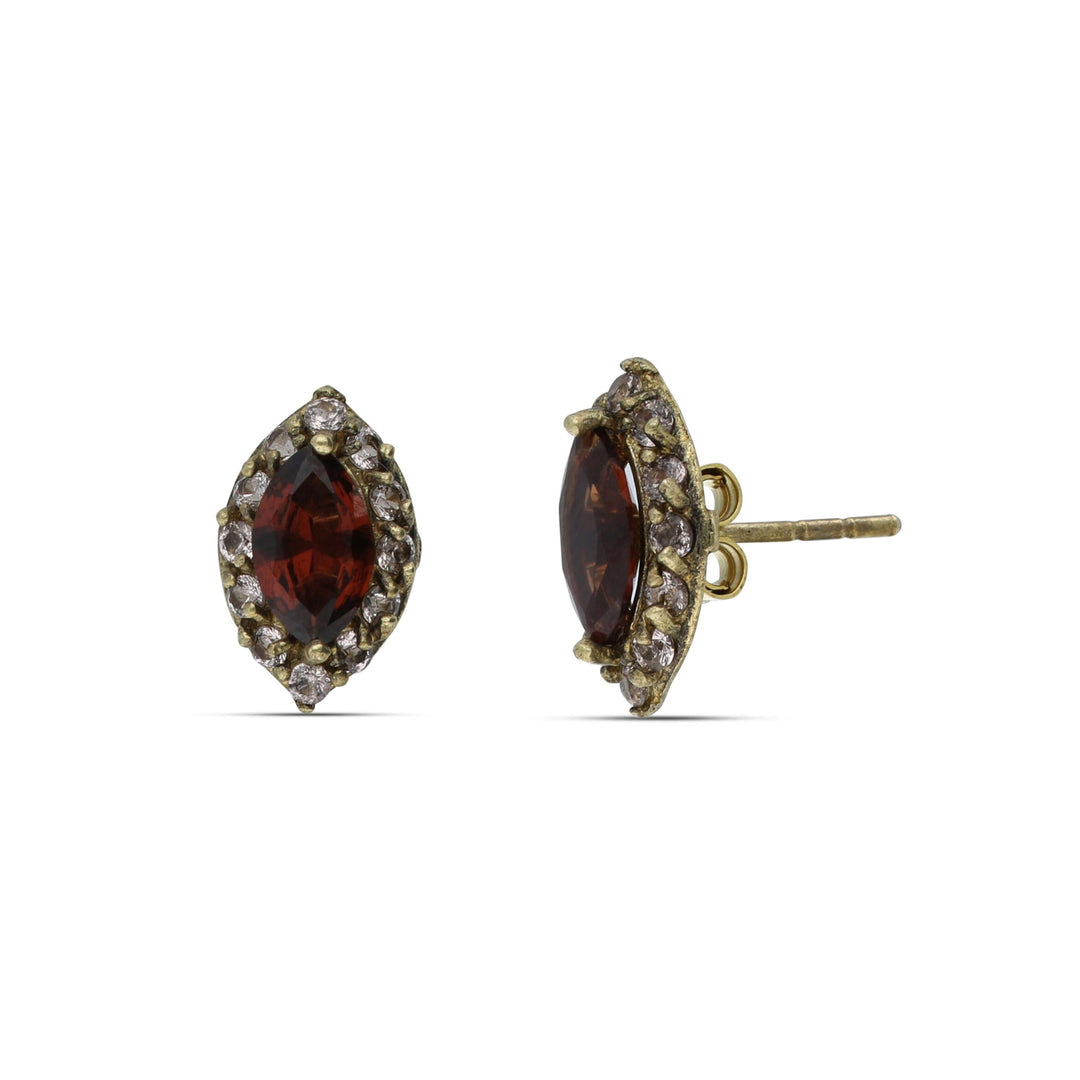 Marquise-shaped Stud earrings studded with cream-garnet crystal stones