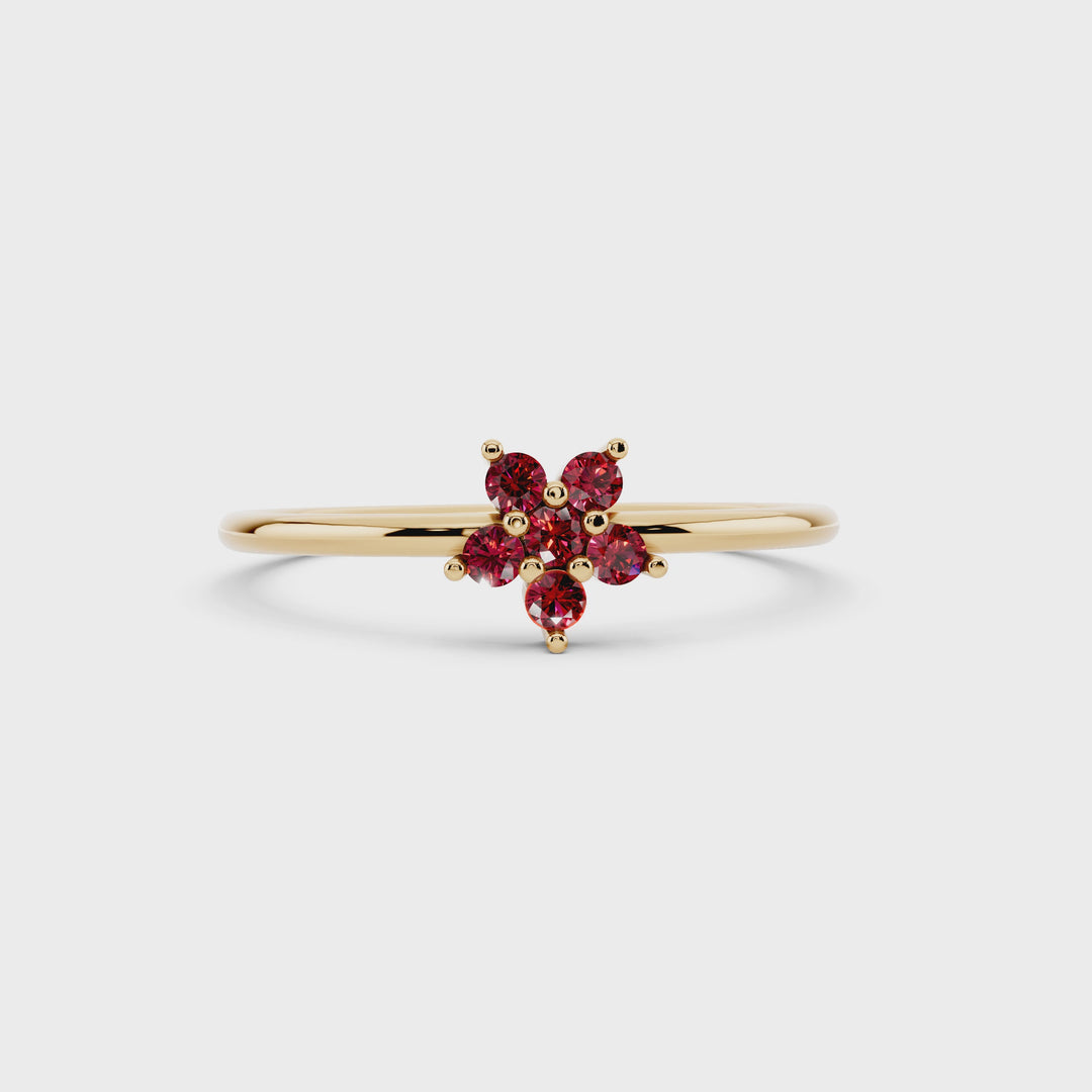 Single flower gold ring set with crystal stones 3