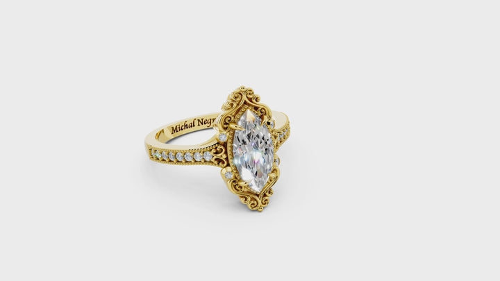 Miley gold ring with side diamonds