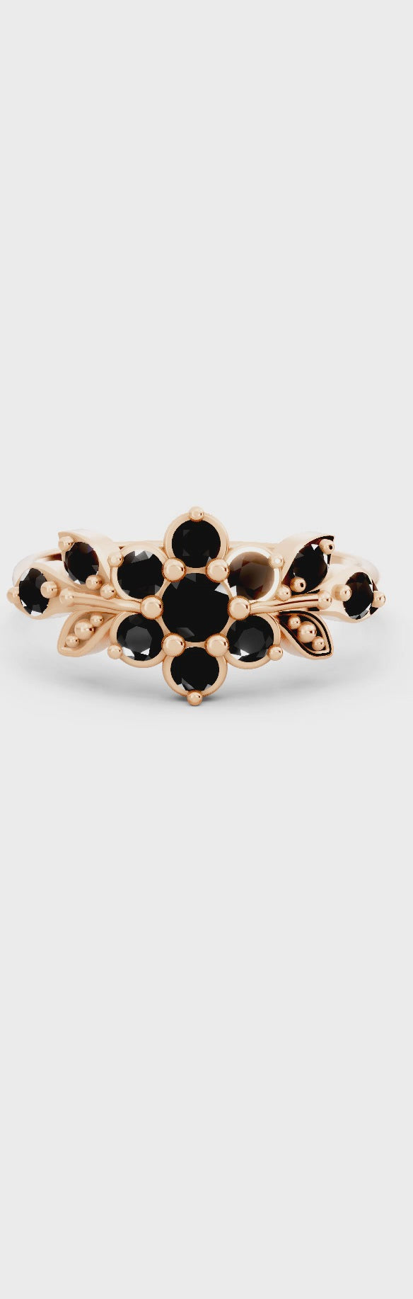 A short flowering branch ring studded with zircons