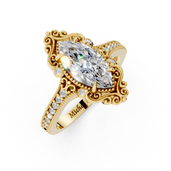 Miley gold ring with side diamonds