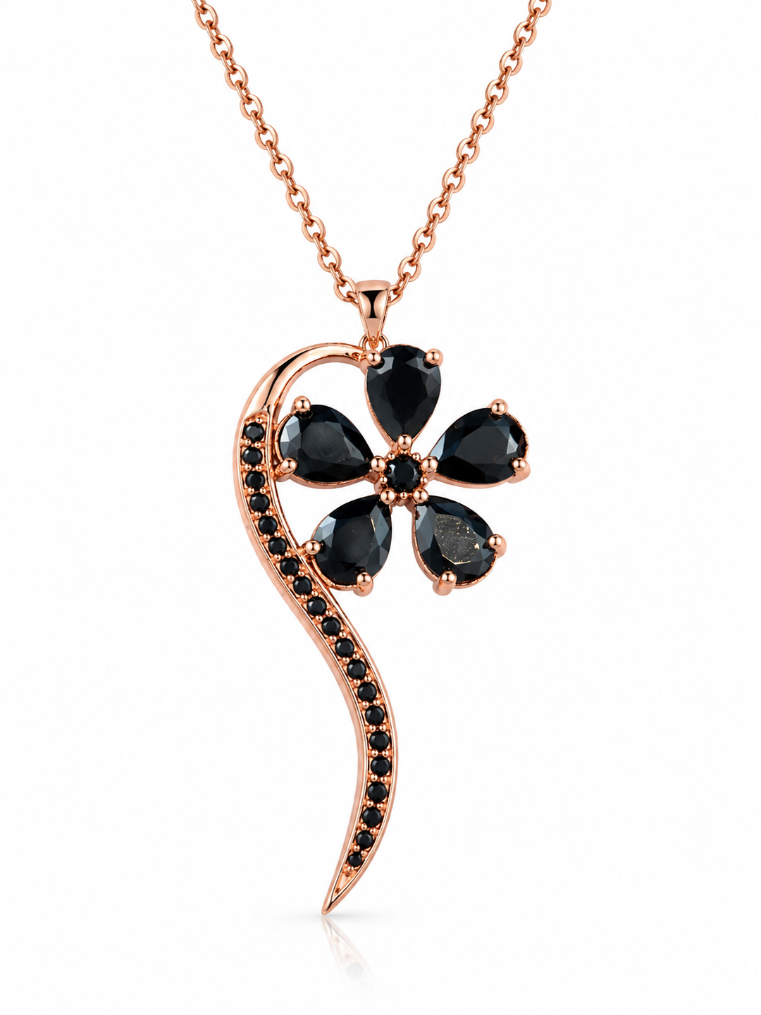 Wish flower necklace studded with zircons