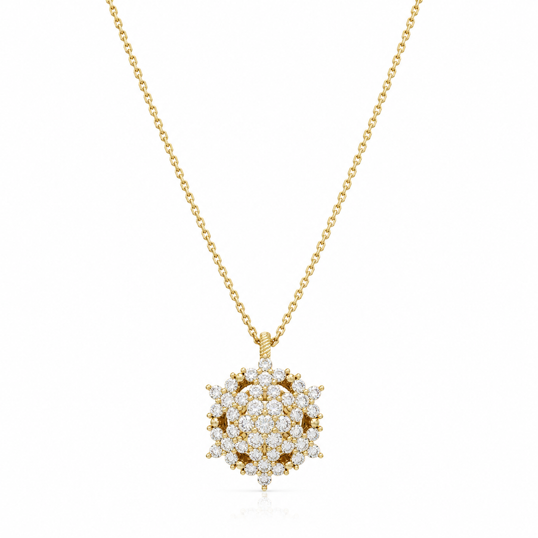 Angel necklace studded with zircons