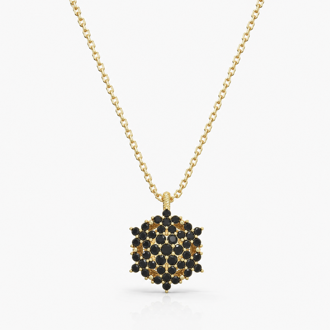 Angel necklace studded with zircons
