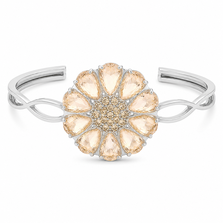 Bengal drop flower bracelet inlaid with champagne colored crystal stones