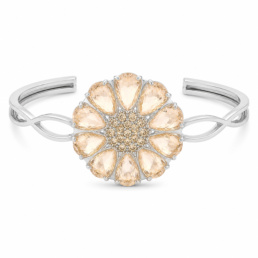 Bengal drop flower bracelet inlaid with champagne colored crystal stones
