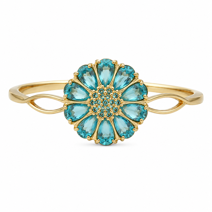 Bengal drop flower bracelet inlaid with turquoise crystal stones