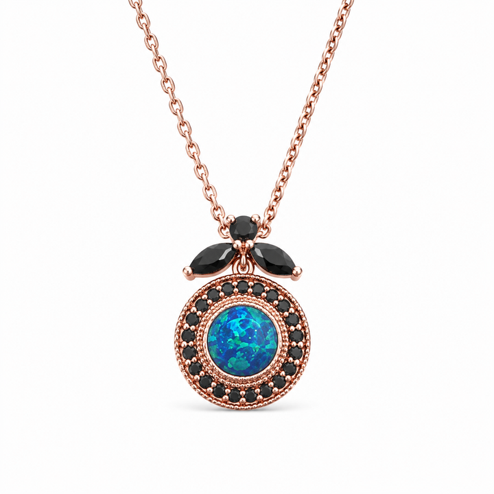 Nostalgia necklace studded with zircons and opal