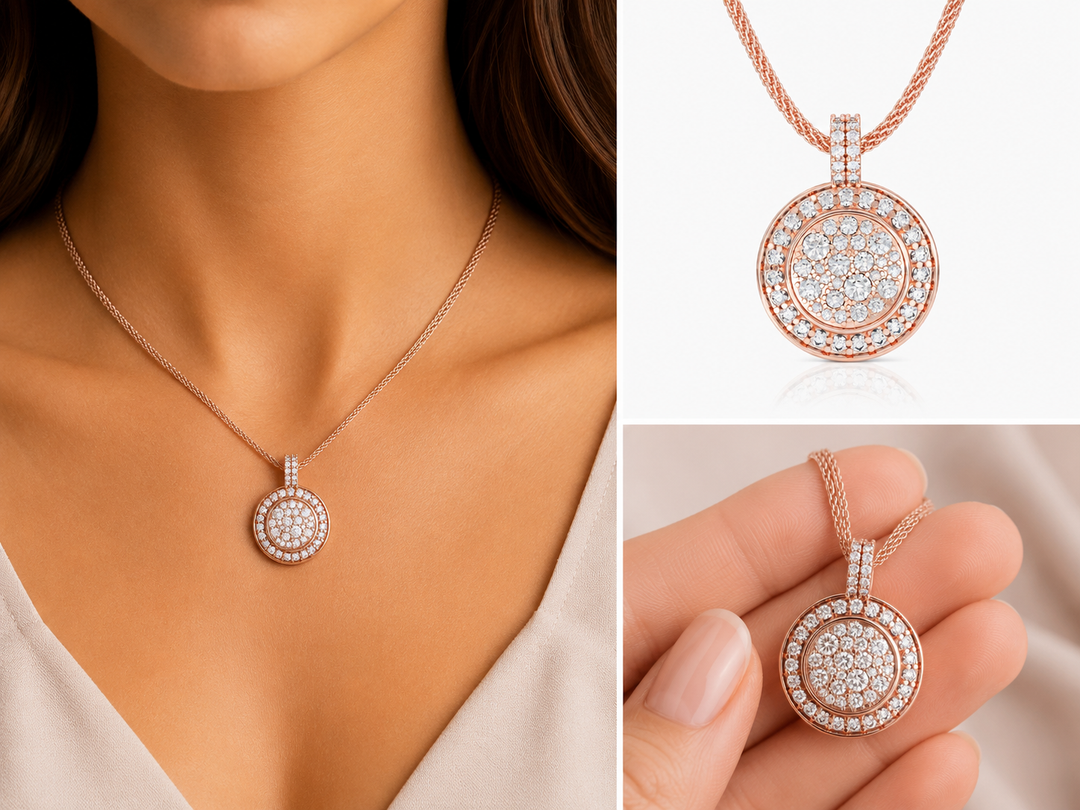 Colorful sequence necklace studded with zircons