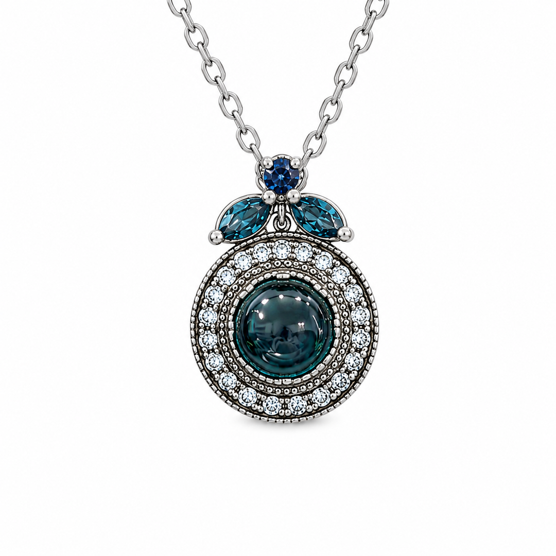 Nostalgia necklace studded with turquoise crystal stones
