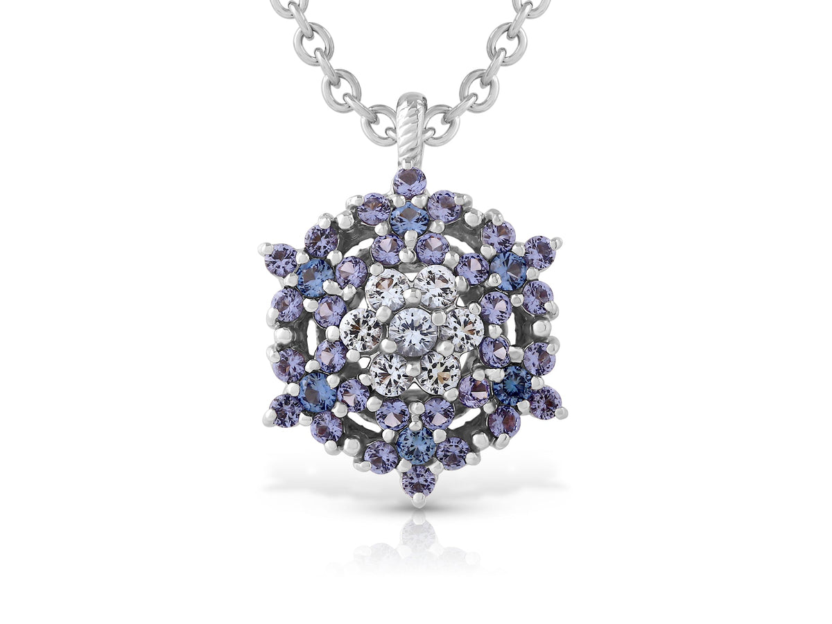 Angel necklace studded with blue crystal stones