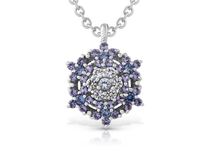 Angel necklace studded with blue crystal stones