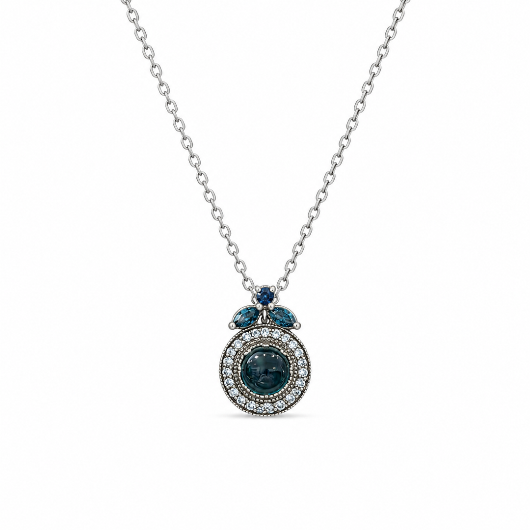 Nostalgia necklace studded with turquoise crystal stones