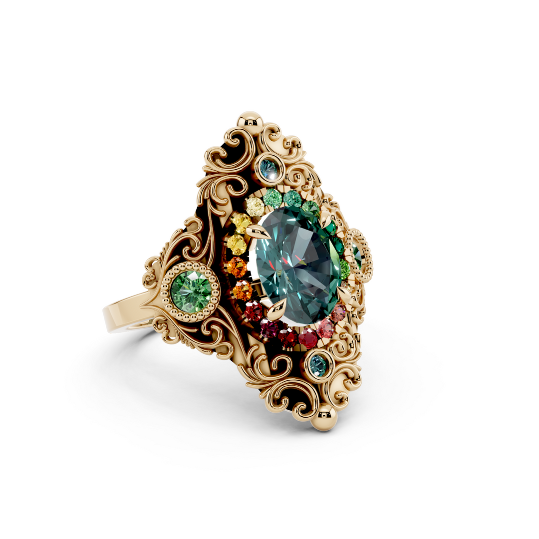Rosette gold ring