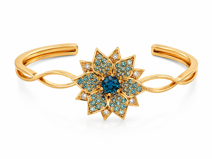Bengal amaryllis bracelet studded with turquoise crystal stones