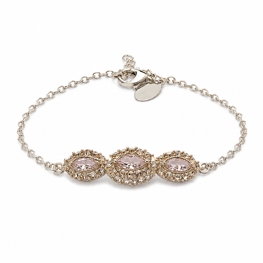 A marquise-shaped eye bracelet studded with champagne-colored crystal stones