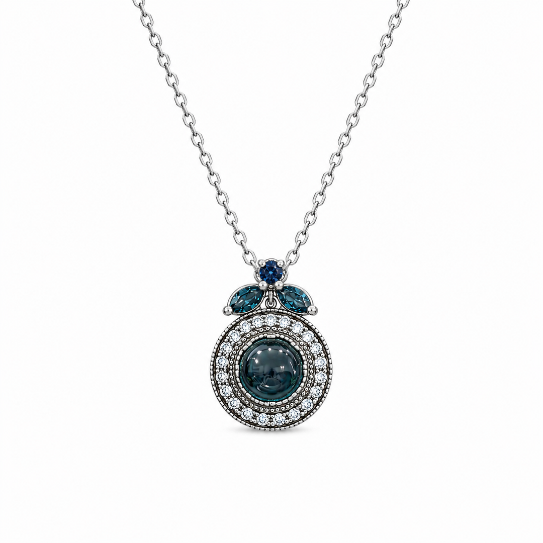 Nostalgia necklace studded with turquoise crystal stones
