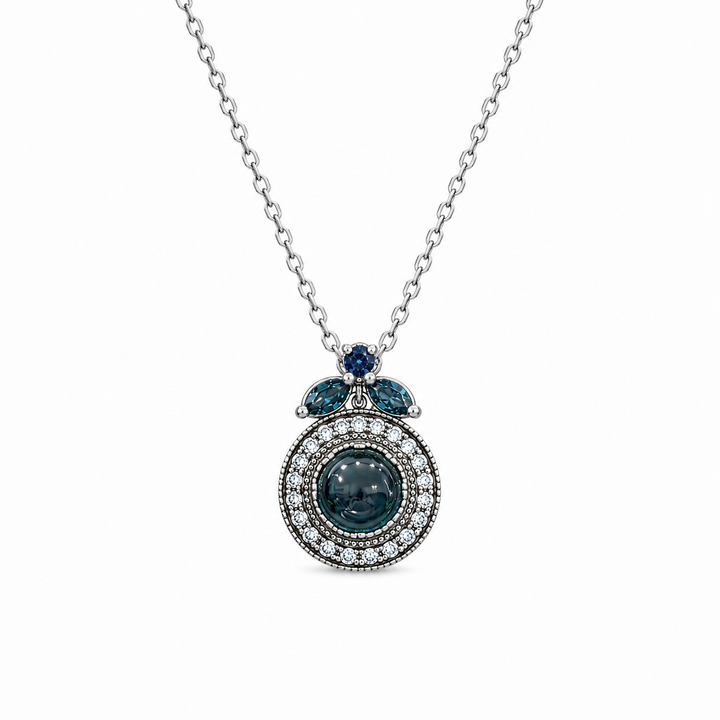 Nostalgia necklace studded with turquoise crystal stones