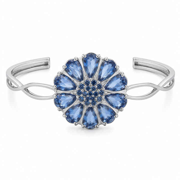 Bengal drop flower bracelet inlaid with blue crystal stones