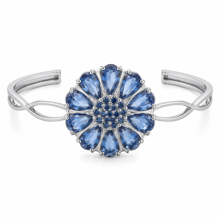Bengal drop flower bracelet inlaid with blue crystal stones
