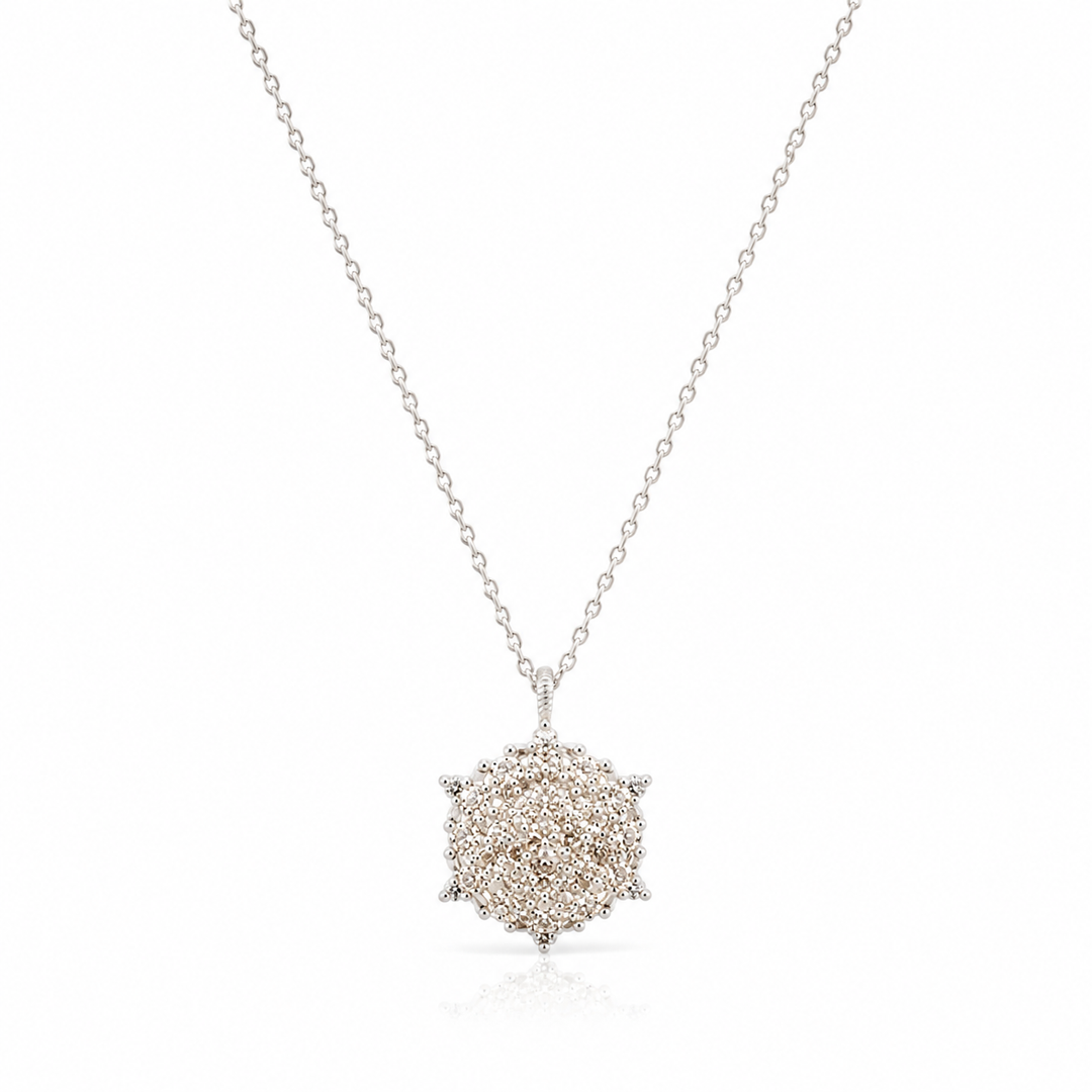 Angel necklace studded with champagne crystal stones