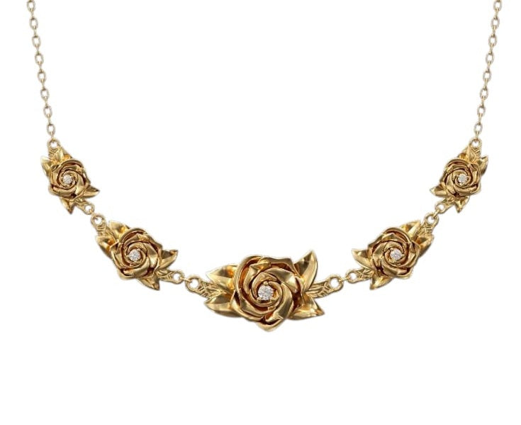 Rose gold necklace with diamonds