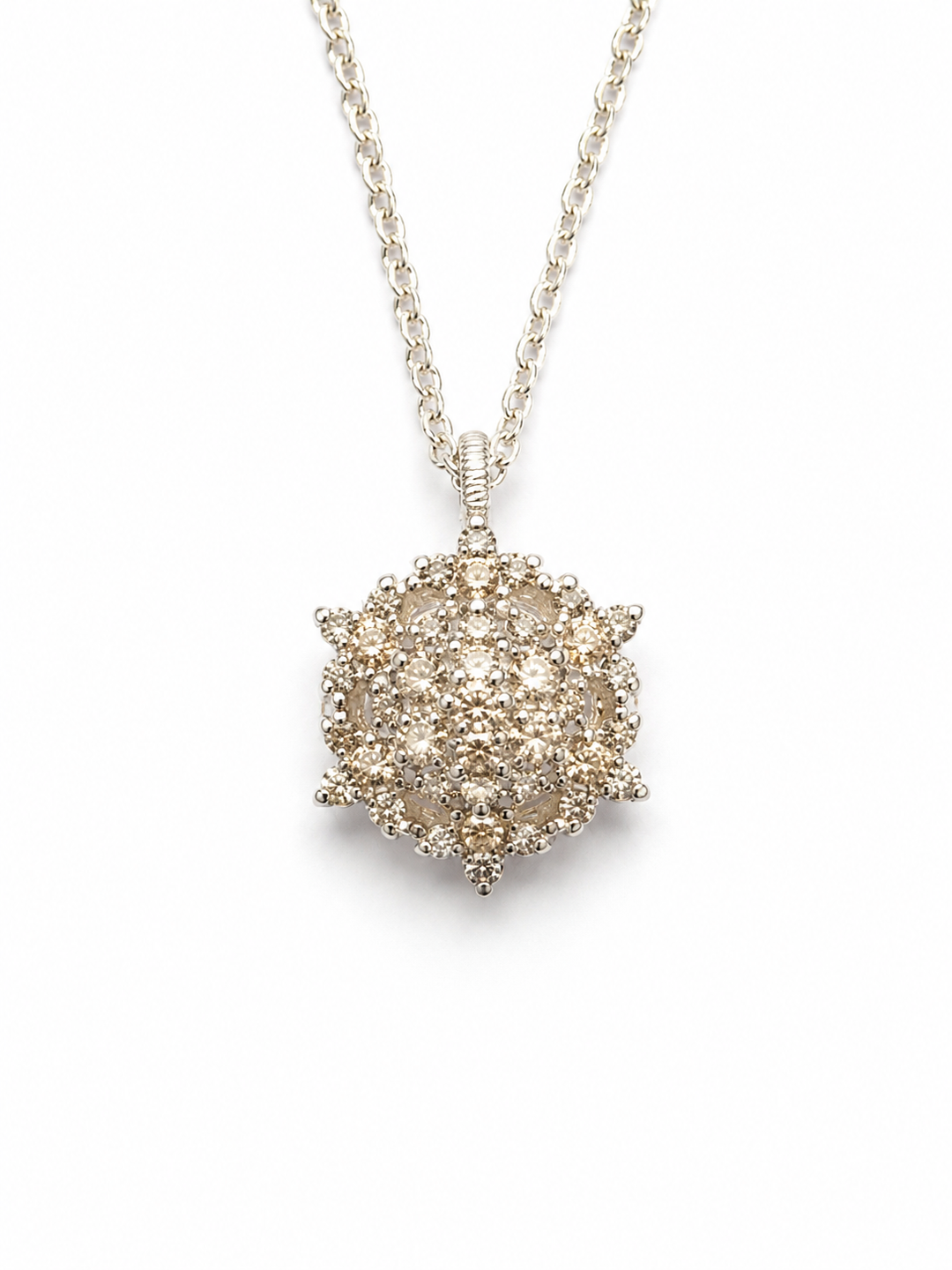 Angel necklace studded with champagne crystal stones