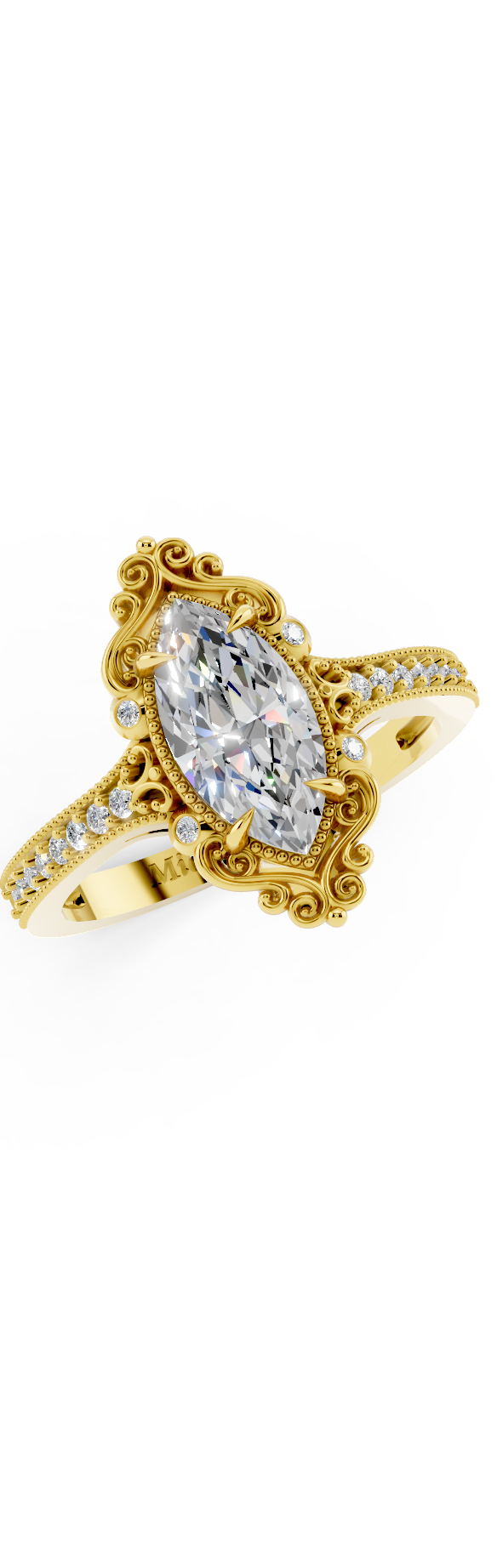 Miley gold ring with side diamonds