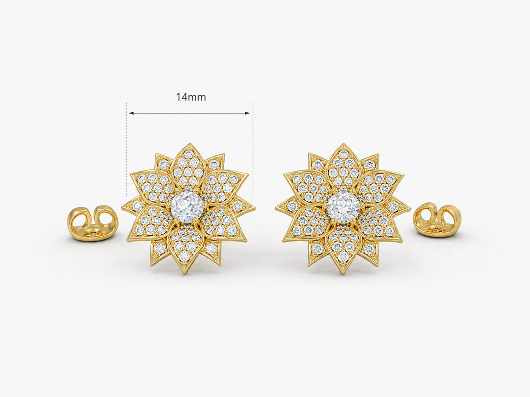 Amaryllis studded earrings studded with zircons