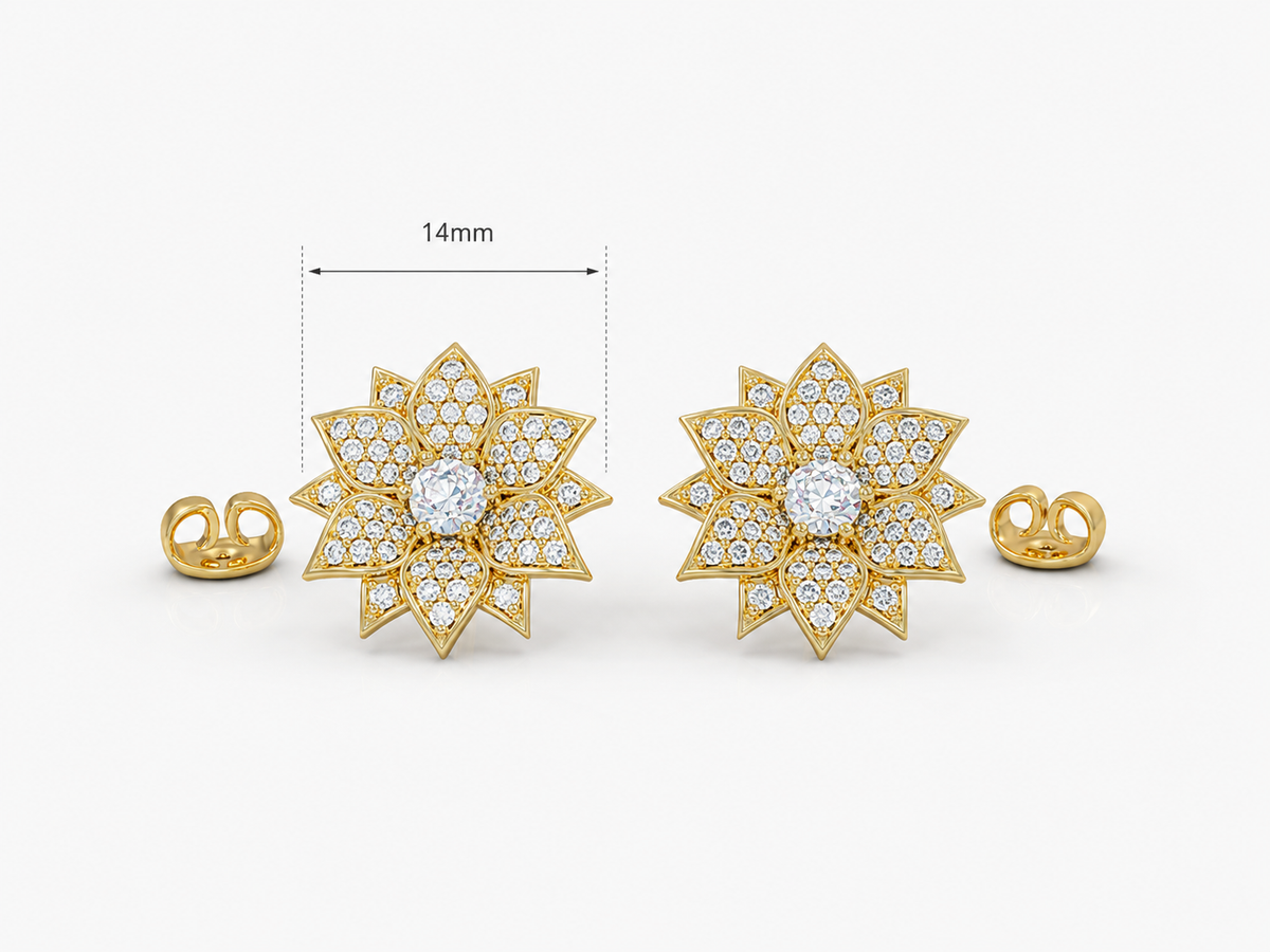 Amaryllis studded earrings studded with zircons