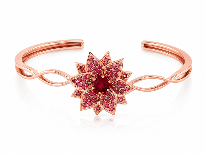 Bengal amaryllis bracelet studded with ruby colored crystal stones