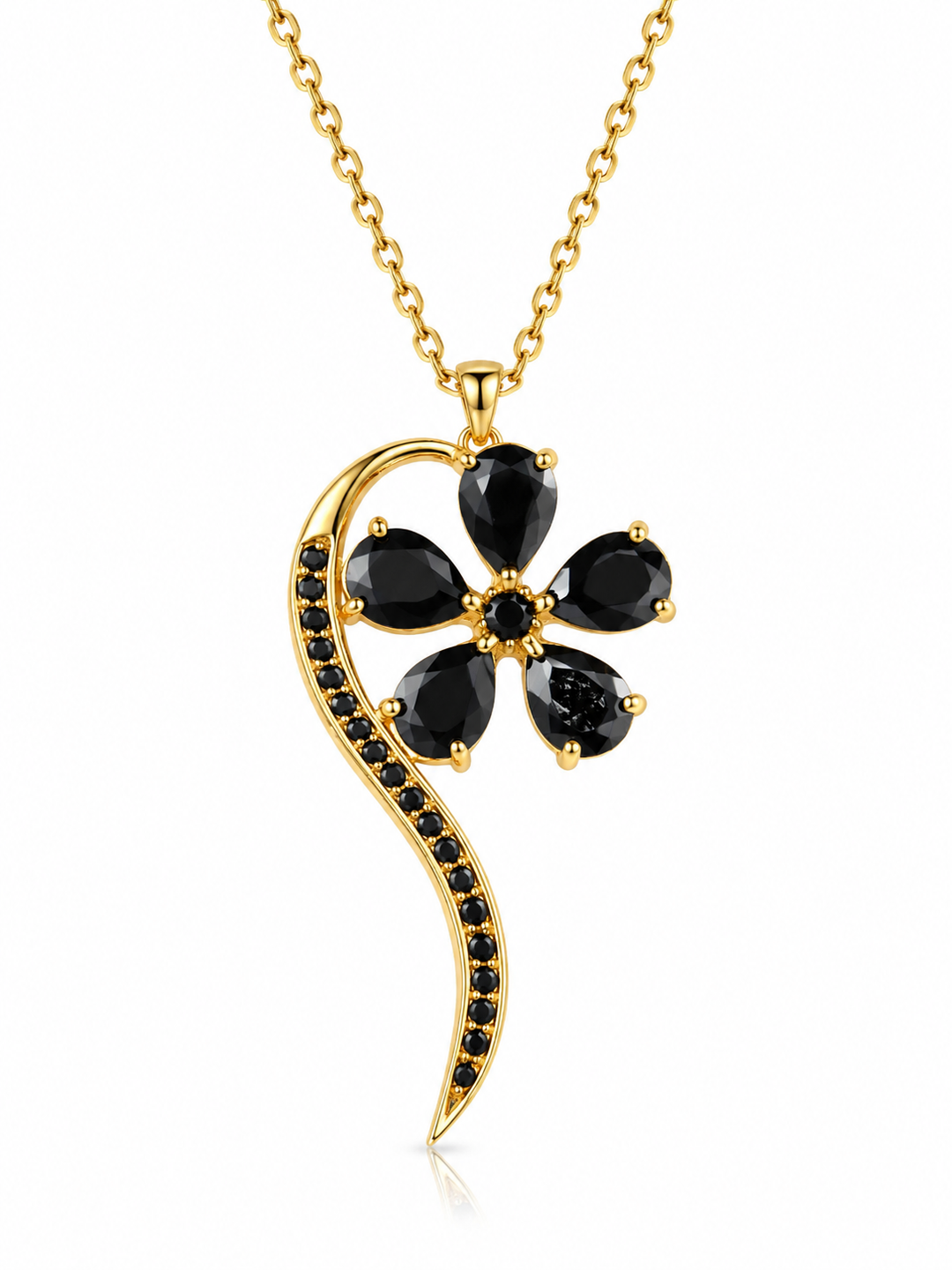Wish flower necklace studded with zircons
