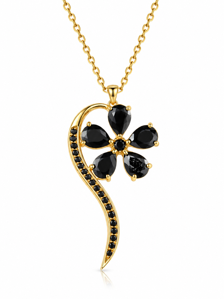 Wish flower necklace studded with zircons