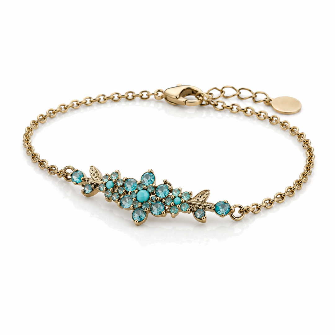 A medium flowering branch bracelet inlaid with turquoise crystal stones
