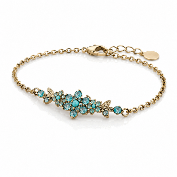 A medium flowering branch bracelet inlaid with turquoise crystal stones