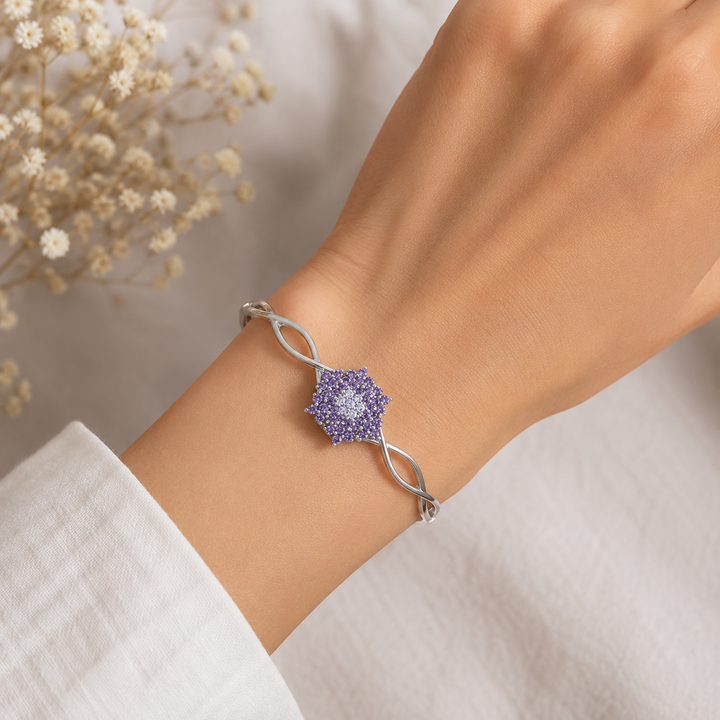 Bengal Angel bracelet studded with purple crystal stones