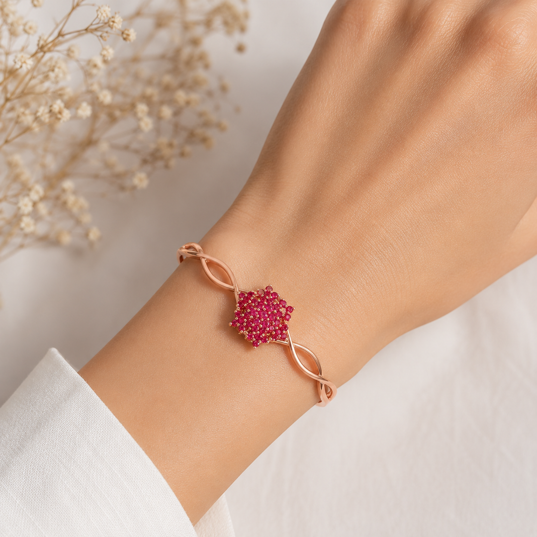 Bengal Angel bracelet studded with ruby colored crystal stones