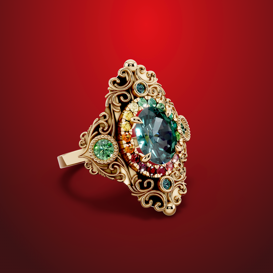 Rosette gold ring