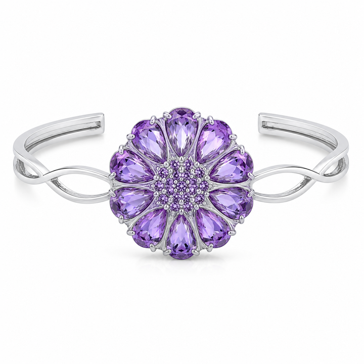 Bengal drop flower bracelet inlaid with purple crystal stones