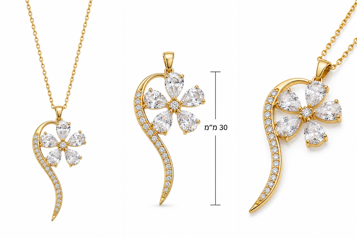 Wish flower necklace studded with zircons