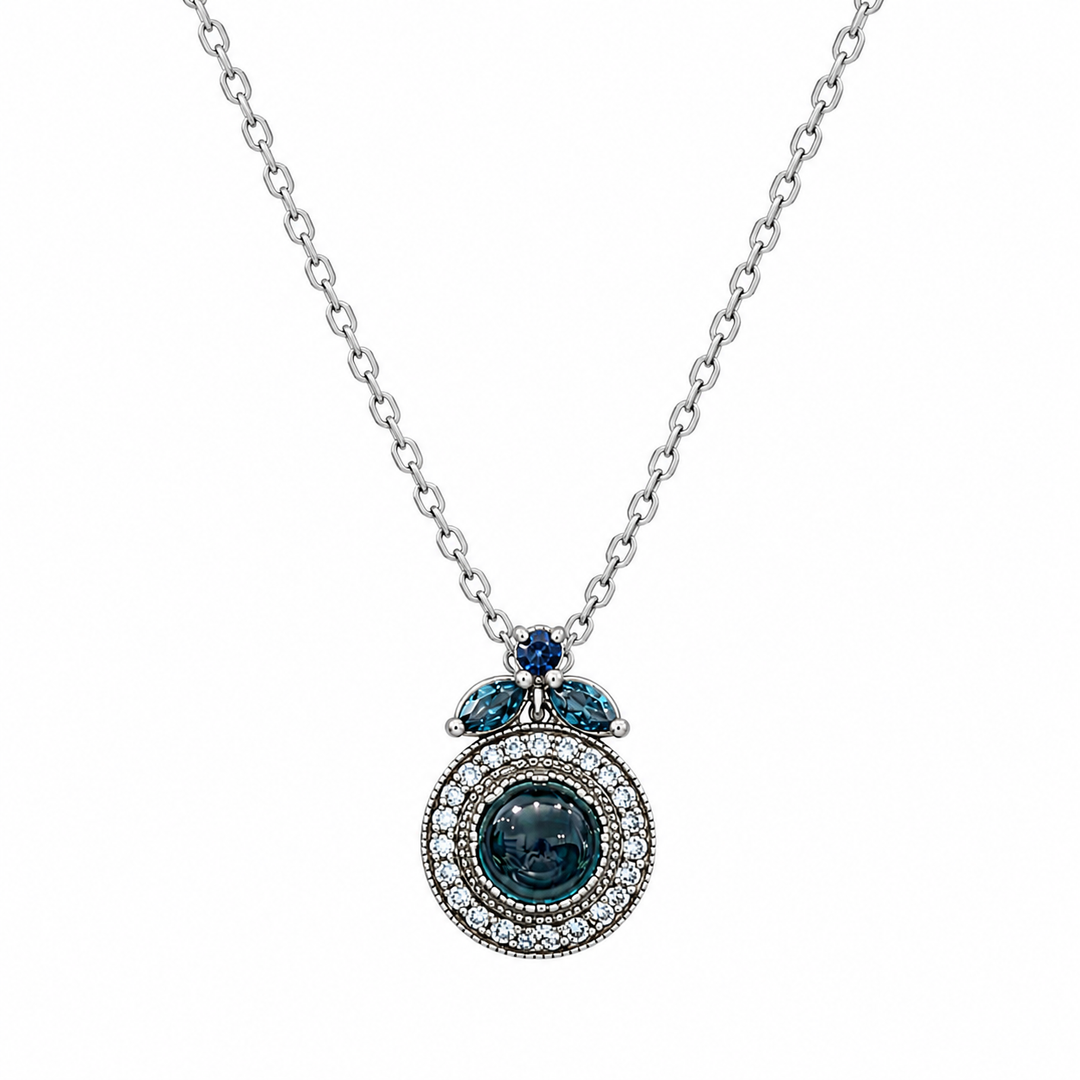 Nostalgia necklace studded with turquoise crystal stones