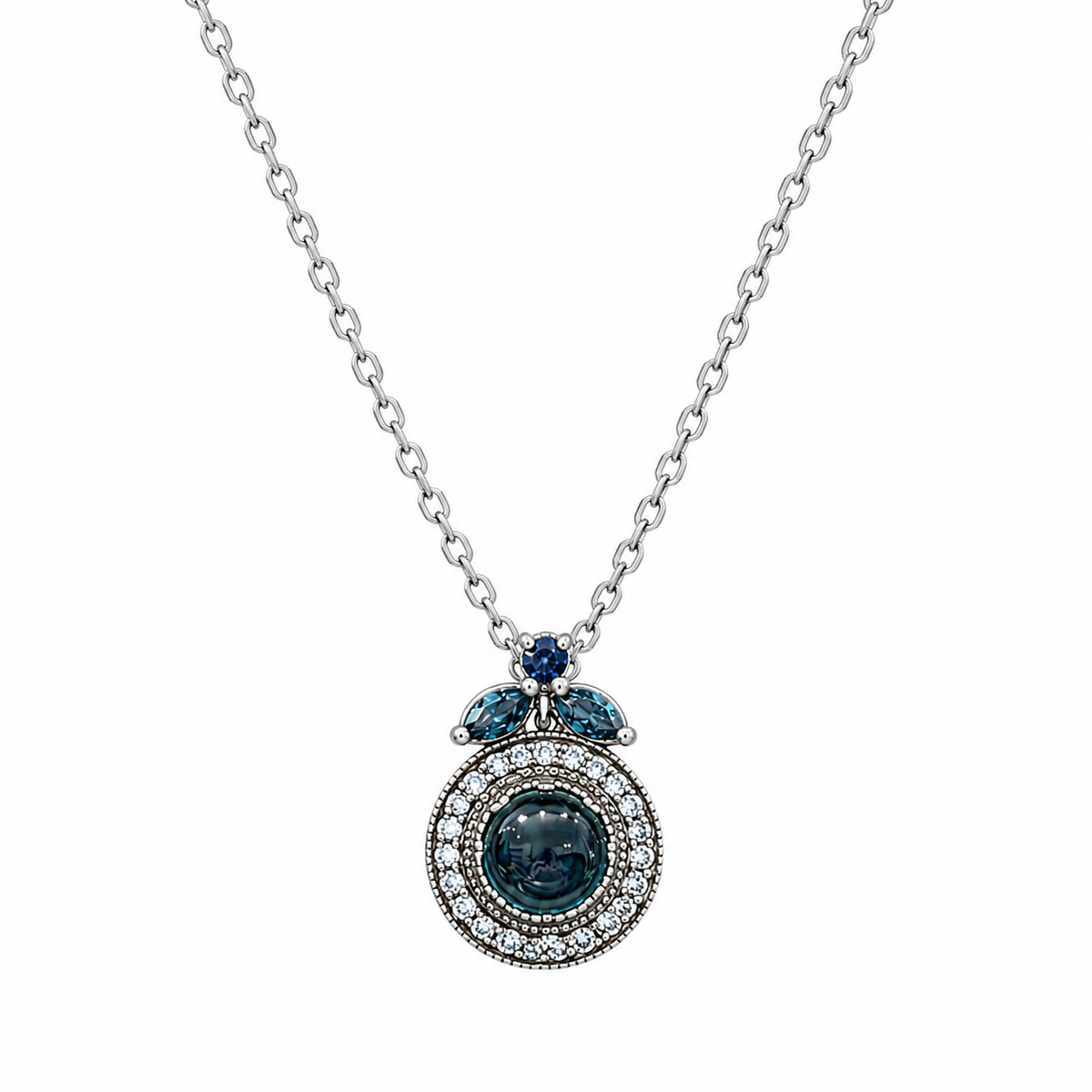 Nostalgia necklace studded with turquoise crystal stones